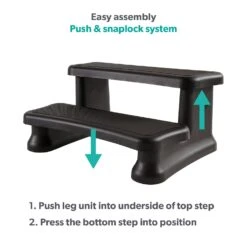 Smart Dual Riser Hot Tub Steps -Outdoor Living Hot Tubs Black