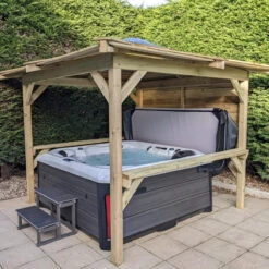Brentano Wooden Hot Tub Gazebo With Tinted Dome Roof -Outdoor Living Hot Tubs BrentanoGazebo 3