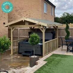 Apex Wooden Hot Tub Gazebo With Roof -Outdoor Living Hot Tubs DoolerStamped4