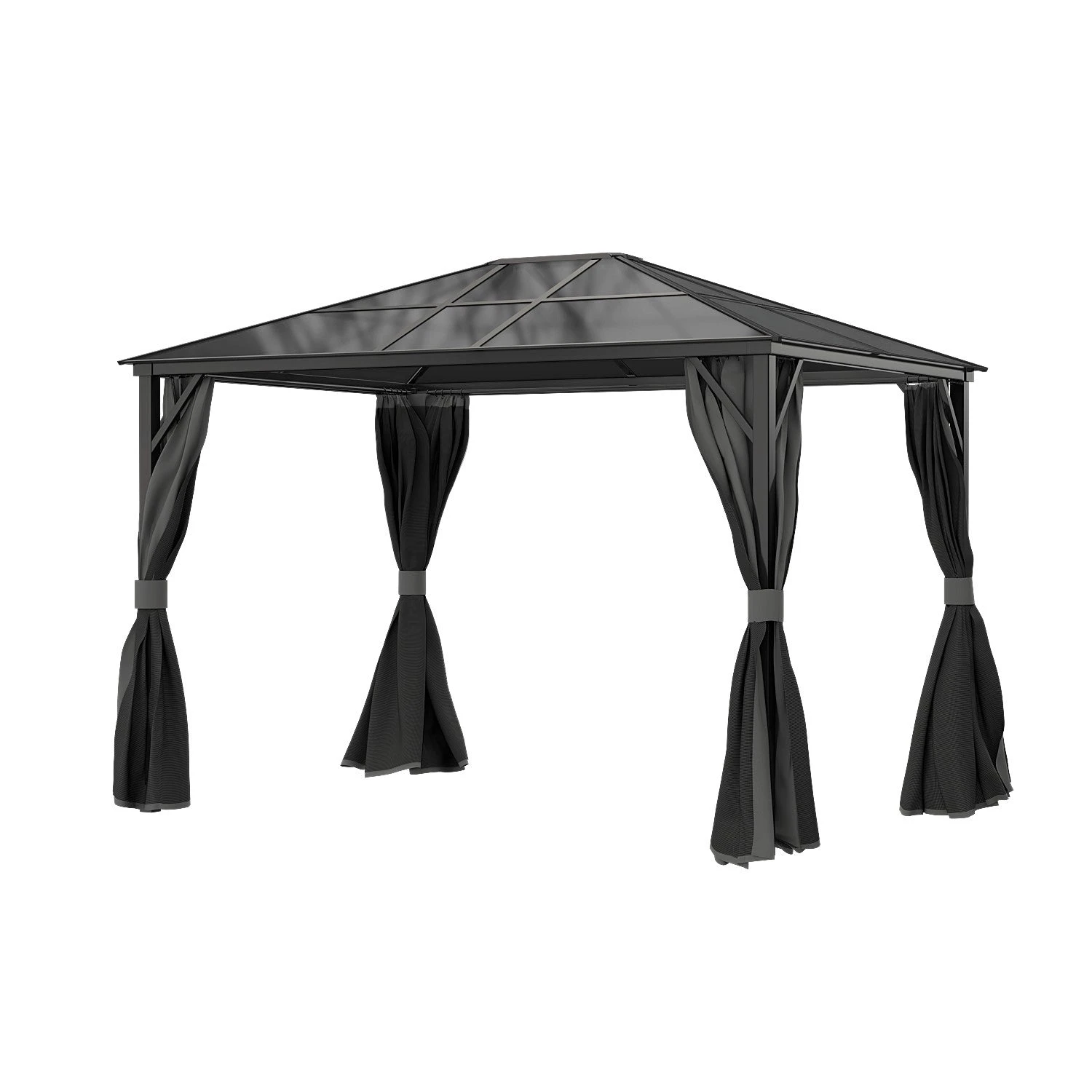 Fortrose 3x4m Black Metal Garden Gazebo With Grey Roof And Sides 8 Fortrose 3x4m Black Metal Garden Gazebo With Grey Roof And Sides - Image 6