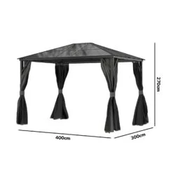 Fortrose 3x4m Black Metal Garden Gazebo With Grey Roof And Sides 17 Fortrose 3x4m Black Metal Garden Gazebo With Grey Roof And Sides -Outdoor Living Hot Tubs FTR060 5 Supersize