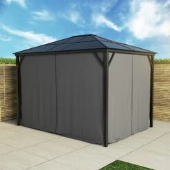 Fortrose 3x4m Black Metal Garden Gazebo With Grey Roof And Sides 15 Fortrose 3x4m Black Metal Garden Gazebo With Grey Roof And Sides -Outdoor Living Hot Tubs FTR060 8 Supersize