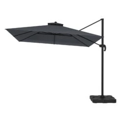 Como 3x3m Dark Grey Square Cantilever Garden Parasol With Base And Cover -Outdoor Living Hot Tubs FTR065 2 Supersize