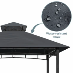 Fortrose 1.5x2.4m Black Metal BBQ Shelter Gazebo With Grey Canopy Roof 8 Fortrose 1.5x2.4m Black Metal BBQ Shelter Gazebo With Grey Canopy Roof -Outdoor Living Hot Tubs FTR108 3 Supersize