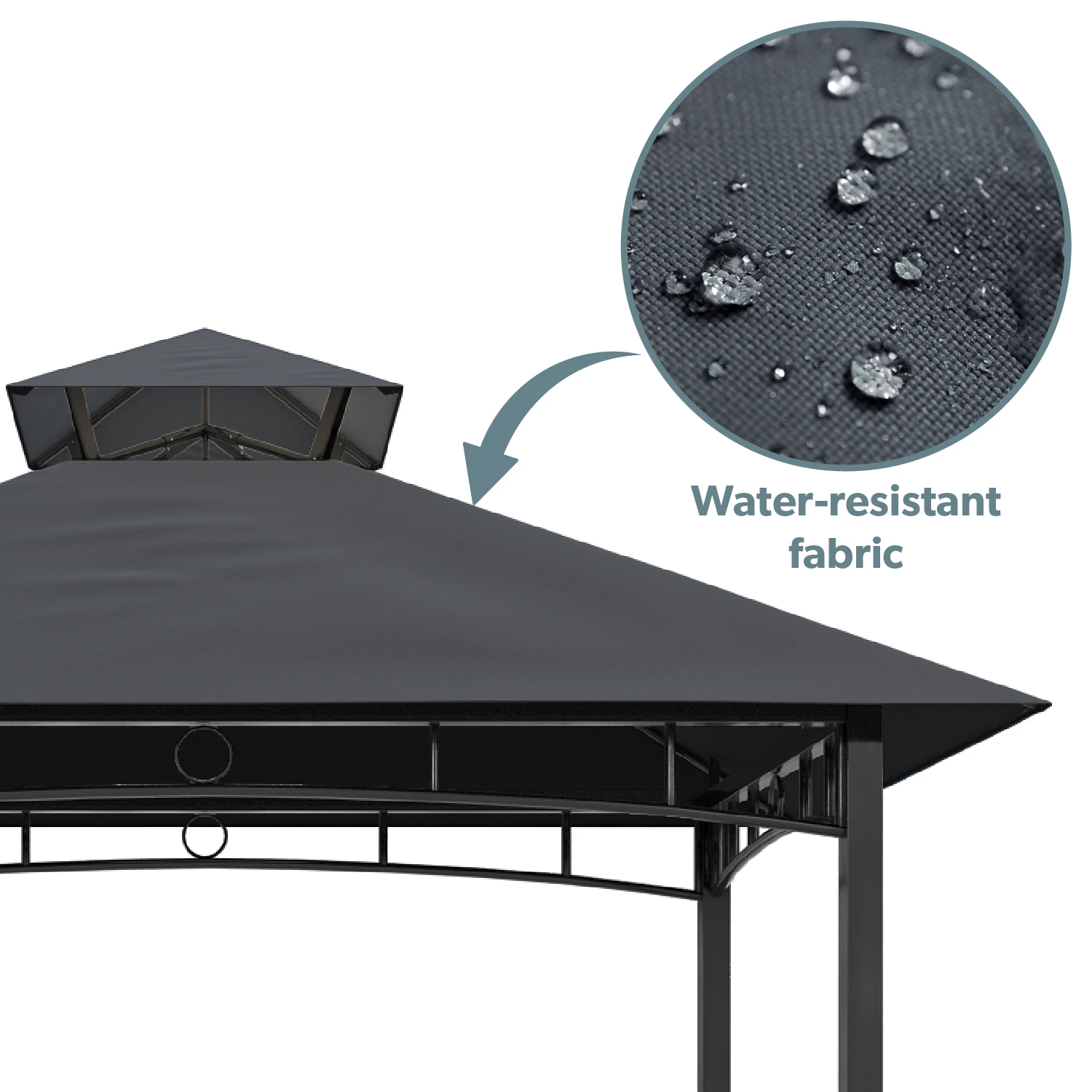 Fortrose 1.5x2.4m Black Metal BBQ Shelter Gazebo With Grey Canopy Roof 5 Fortrose 1.5x2.4m Black Metal BBQ Shelter Gazebo With Grey Canopy Roof - Image 3