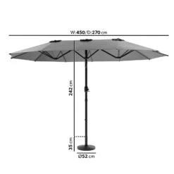 Como 2.7x4.5m Large Double Sided Grey Garden Parasol With Base And Cover 12 Como 2.7x4.5m Large Double Sided Grey Garden Parasol With Base And Cover -Outdoor Living Hot Tubs FTR144 3 Supersize