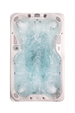 Jacuzzi® PowerPlay™ J-13™ - 13ft Swim Spa -Outdoor Living Hot Tubs JSS PowerPlay J13 Platinum ModernHardwood Filled OH JetsOn WhiteBackground 2000x3000 d3de76d6 8952 4fa7 ab8a e0f23b32be46