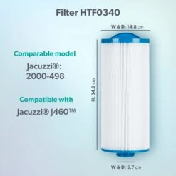 Jacuzzi® J460™ Large 40sq Ft Hot Tub Filter - 2000-498 -Outdoor Living Hot Tubs Model compatibility dims HTF0340