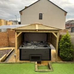 Brentano Wooden Hot Tub Gazebo With Tinted Dome Roof -Outdoor Living Hot Tubs OnyxTubwithBrentanoGazebo Lancaster2Square