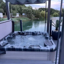 Bespoke Velarium Metal Hot Tub Gazebo With Waterproof Retracting Canopy Roof -Outdoor Living Hot Tubs OutdoorHaze VelariumGazebo9Square