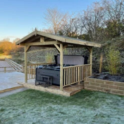 Apex Wooden Hot Tub Gazebo With Roof -Outdoor Living Hot Tubs OutdoorLookMidnightCanyonApexGazebo Mather4